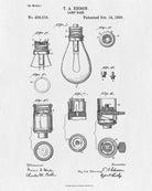 Light Bulb Blueprint Edison Invention Poster Electrical Patent Print - OnTrendAndFab