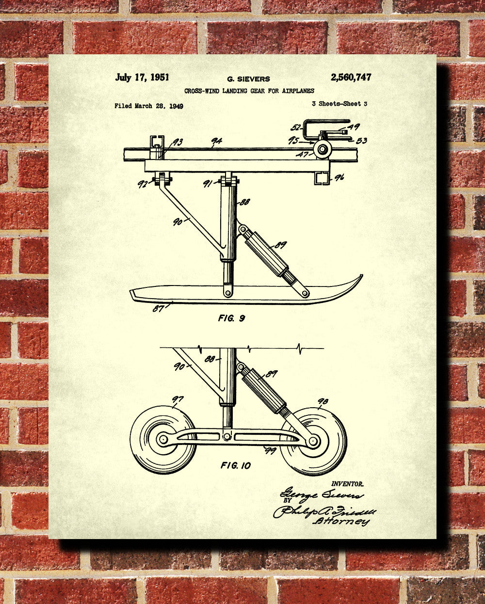 Landing Gear Patent Poster Aircraft Wall Art Flying Blueprint - OnTrendAndFab