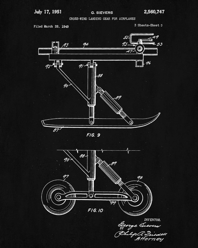 Landing Gear Patent Poster Aircraft Wall Art Flying Blueprint - OnTrendAndFab