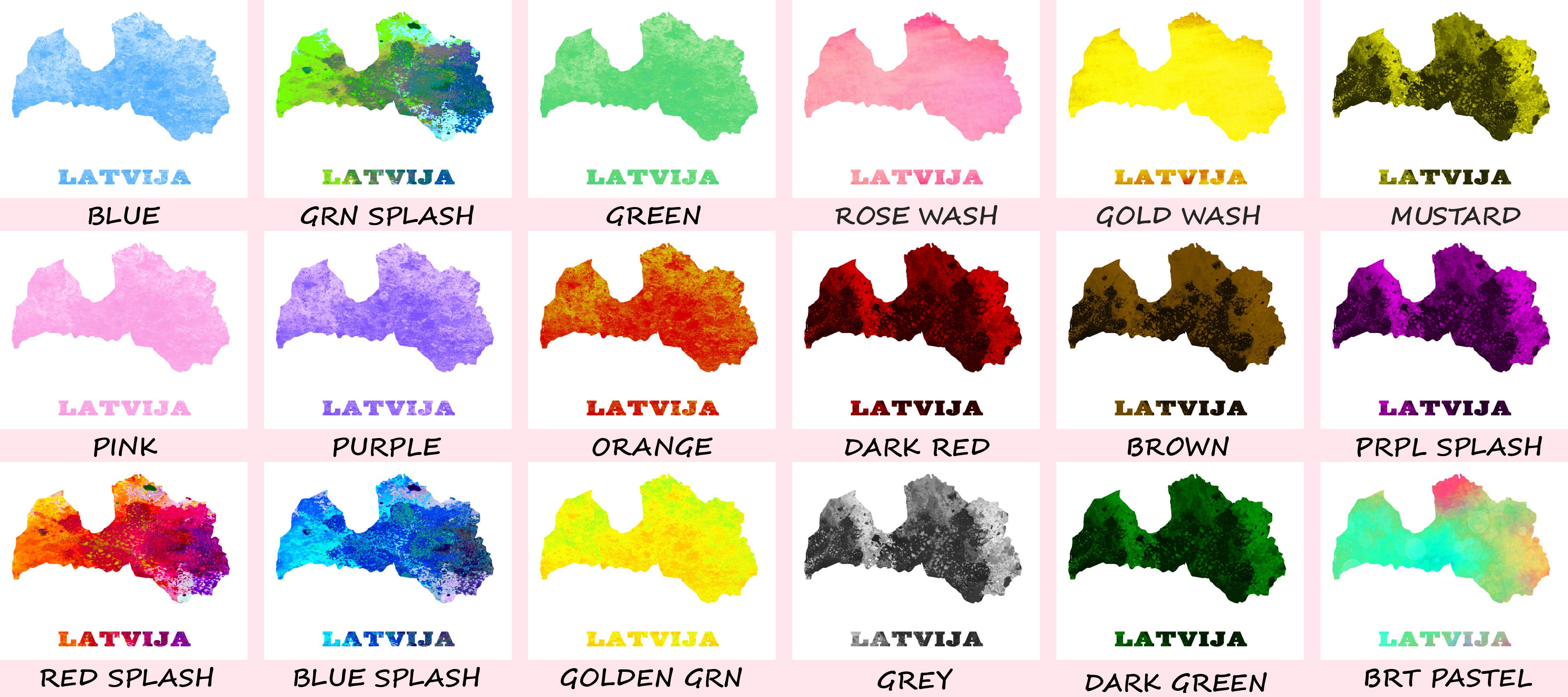 Latvia Map Print Outline Wall Map of Latvia