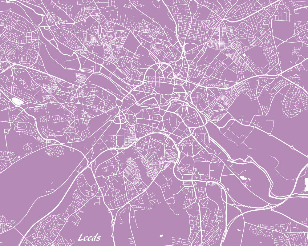 Leeds City Street Map Print Modern Art Poster Home Decor - OnTrendAndFab