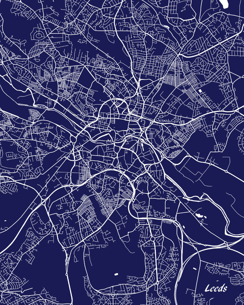 Leeds City Street Map Print Modern Art Poster Home Decor - OnTrendAndFab