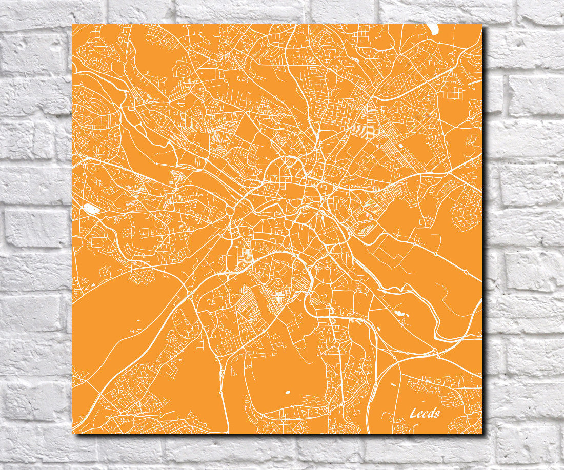 Leeds City Street Map Print Modern Art Poster Home Decor - OnTrendAndFab