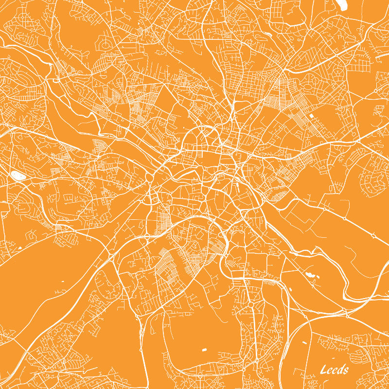 Leeds City Street Map Print Modern Art Poster Home Decor - OnTrendAndFab