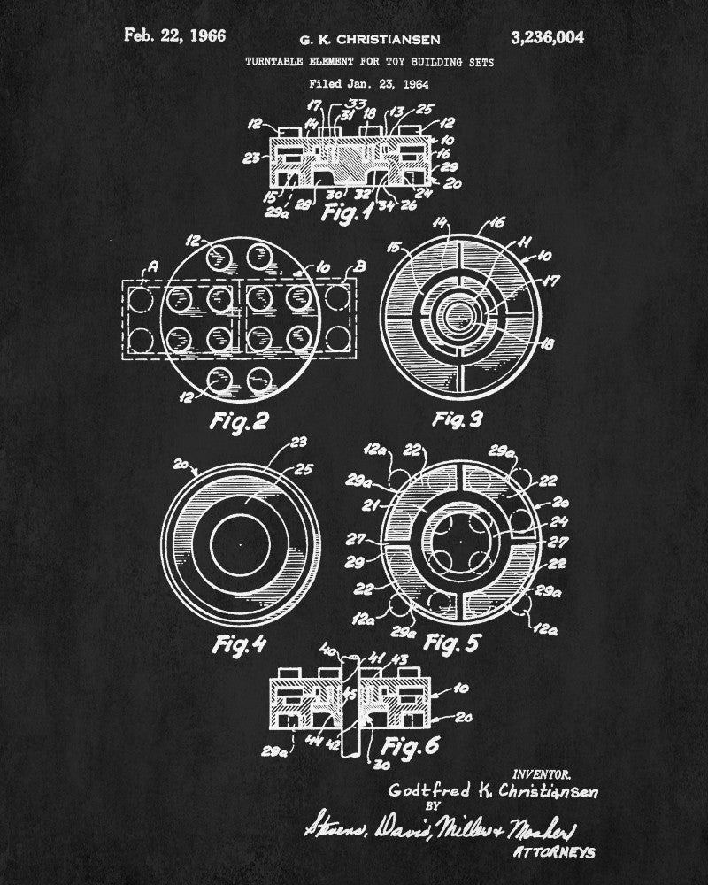 Lego Patent Print  Toy Room Poster Building Block Blueprint - OnTrendAndFab