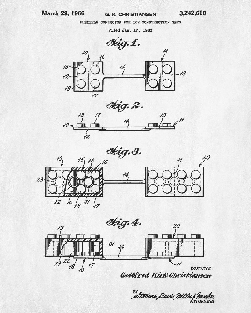 Lego Patent Print Toy Room Posters Building Block Blueprint - OnTrendAndFab