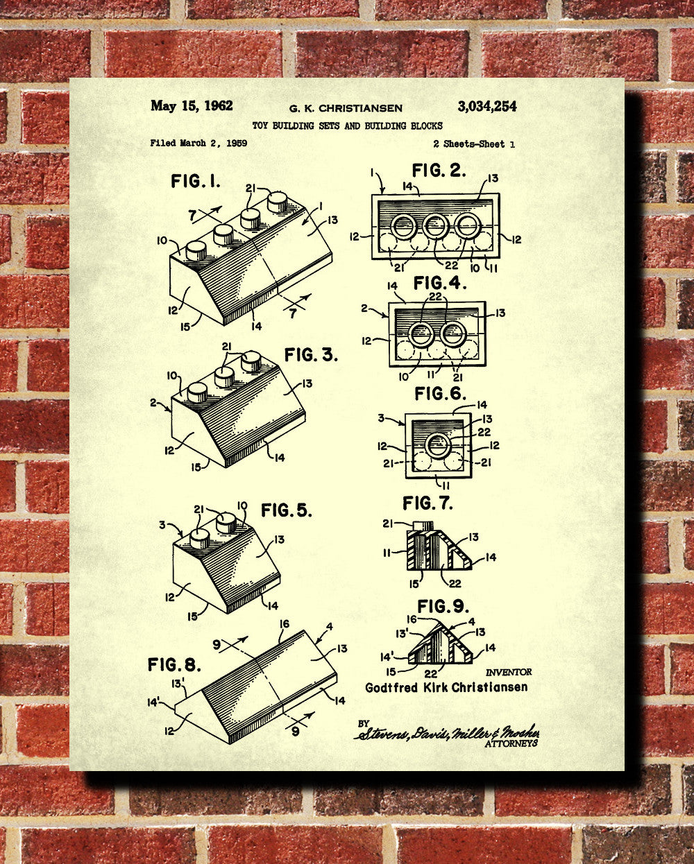 Lego Patent Print Toy Room Blueprint Building Block Poster - OnTrendAndFab