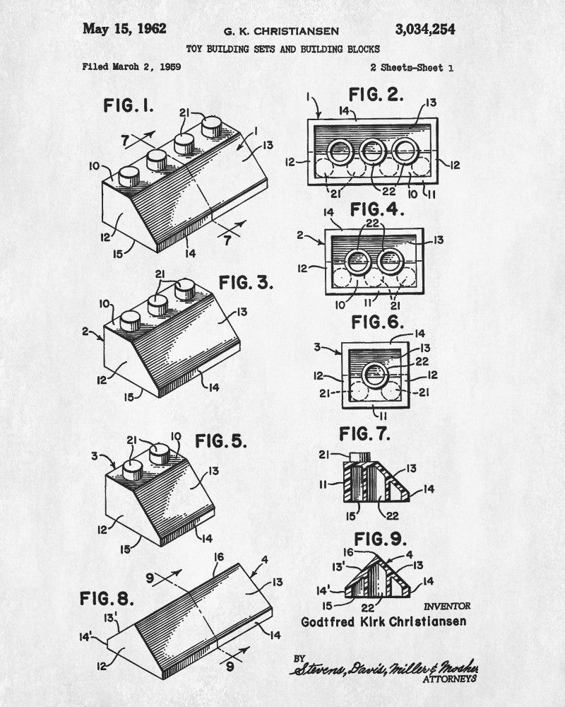 Lego Patent Print Toy Room Blueprint Building Block Poster - OnTrendAndFab
