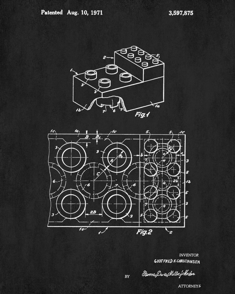 Lego Brick Patent Print Play Room Poster Building Blocks Poster