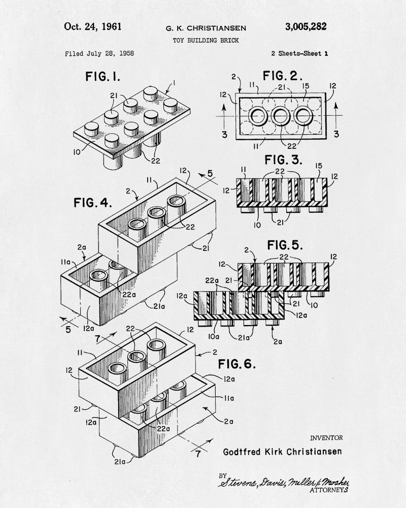 Lego Patent Print Toy Room Poster Building Bricks Blueprint - OnTrendAndFab
