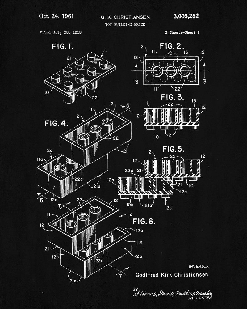 Lego Patent Print Toy Room Poster Building Bricks Blueprint - OnTrendAndFab