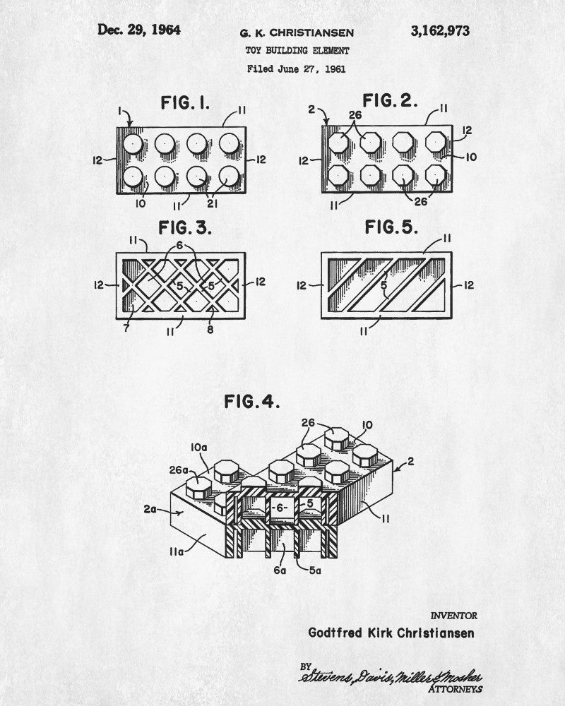 Lego Blueprint Play Room Poster Building Bricks Patent Print - OnTrendAndFab