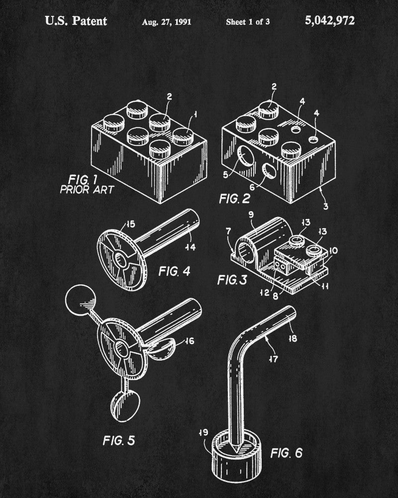 Lego Patent Print Building Block Blueprint Toy Room Poster - OnTrendAndFab