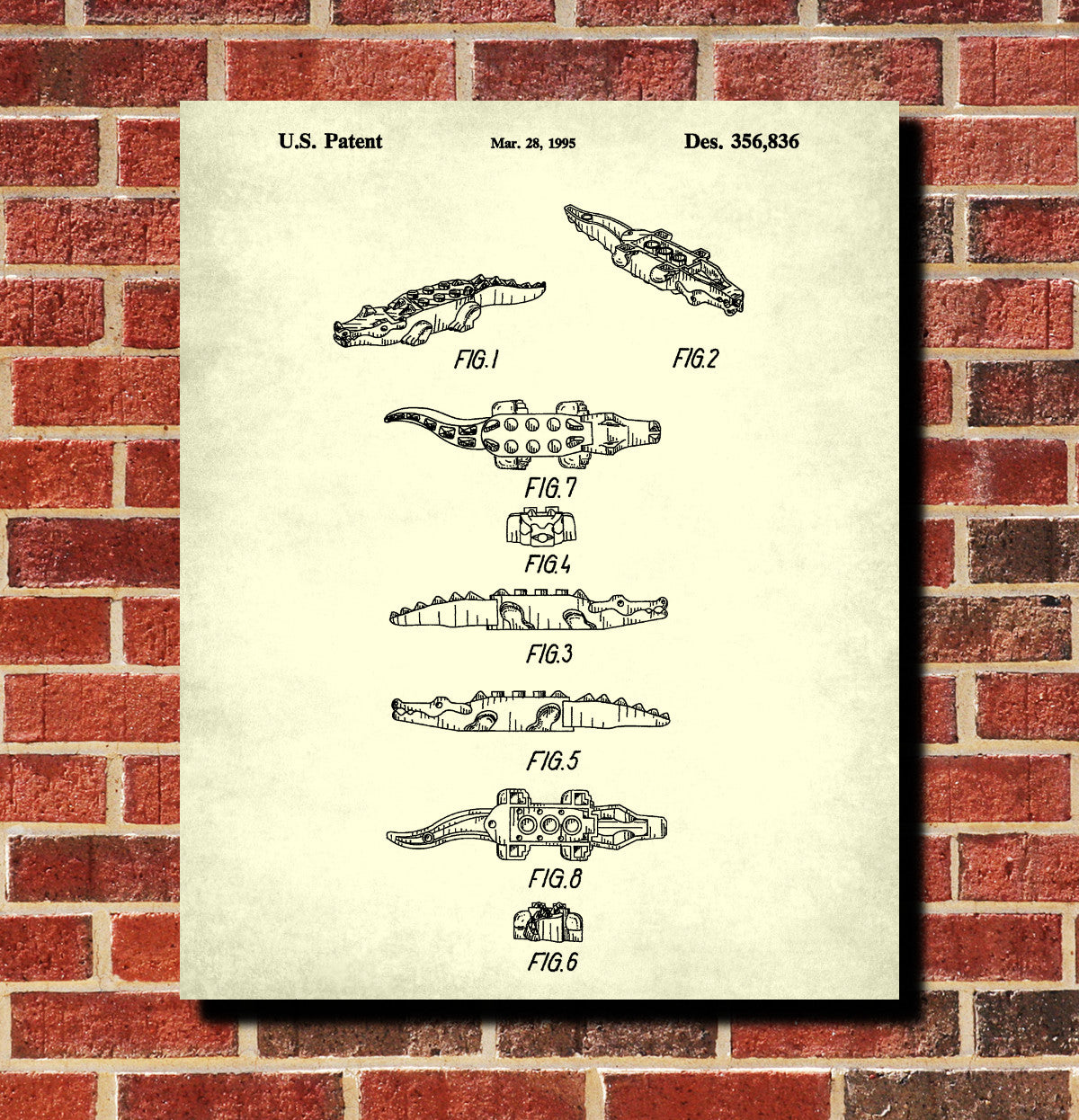 Lego Crocodile Patent Print Animal Building Blocks Poster
