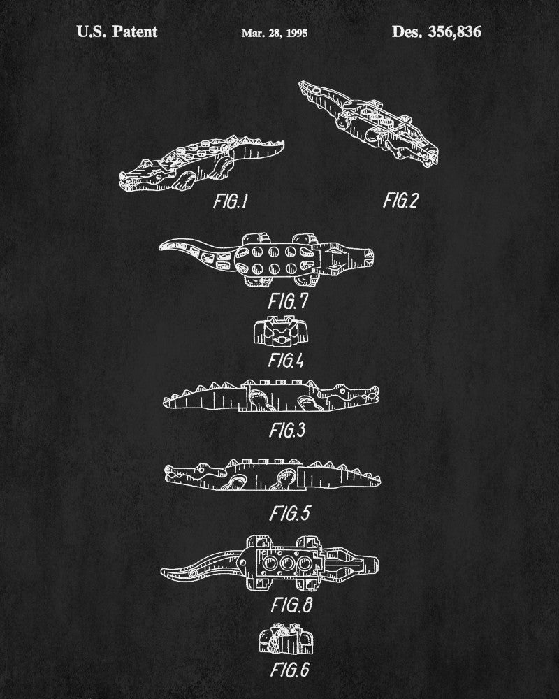 Lego Crocodile Patent Print Animal Building Blocks Poster