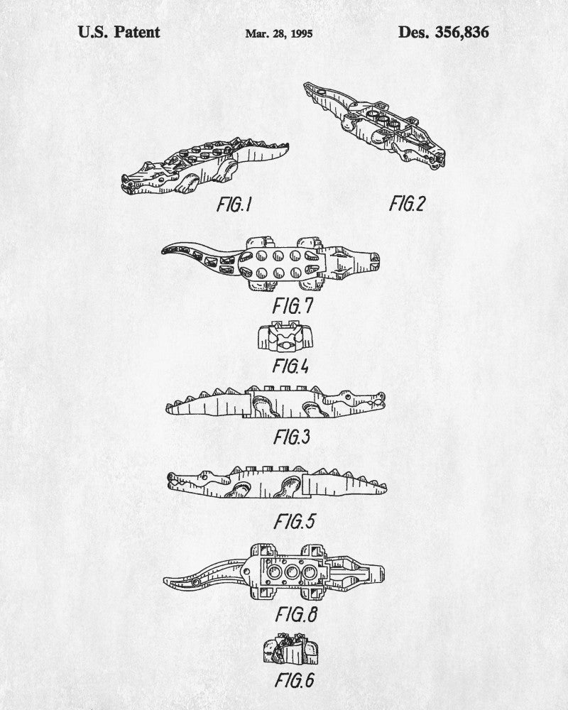 Lego Crocodile Patent Print Animal Building Blocks Poster