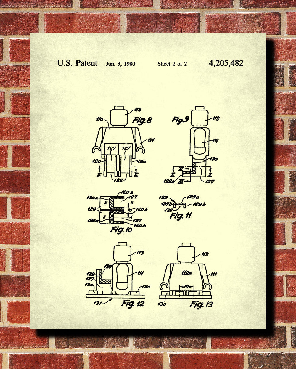 Lego Patent Print Building Brick Blueprint Toy Room Poster - OnTrendAndFab