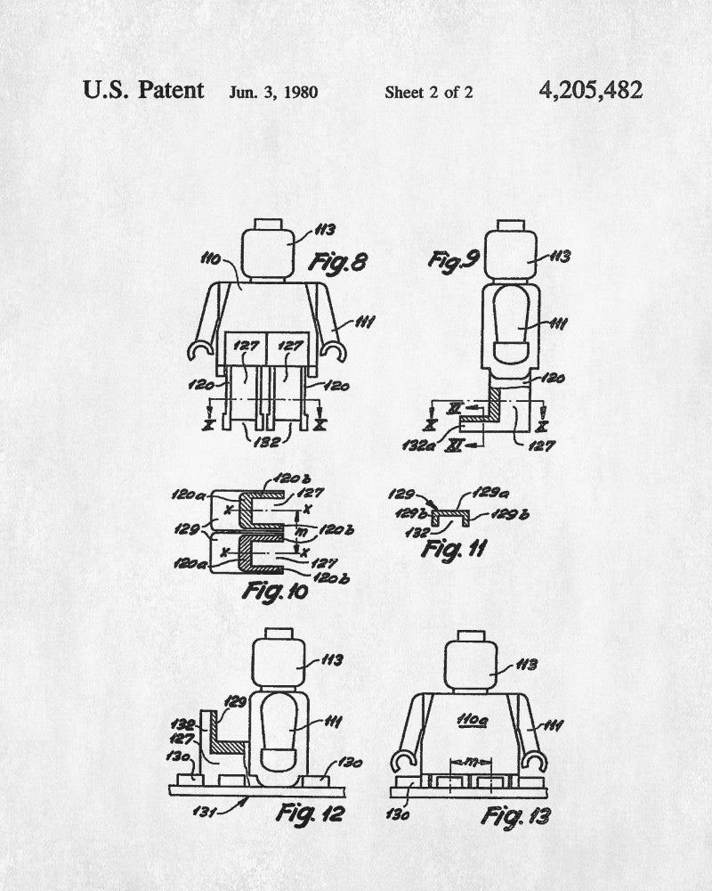 Lego Patent Print Building Brick Blueprint Toy Room Poster - OnTrendAndFab