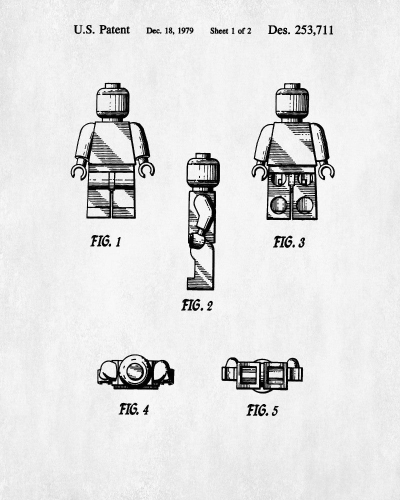 Lego Patent Print Toy Room Poster Building Brick Blueprint - OnTrendAndFab