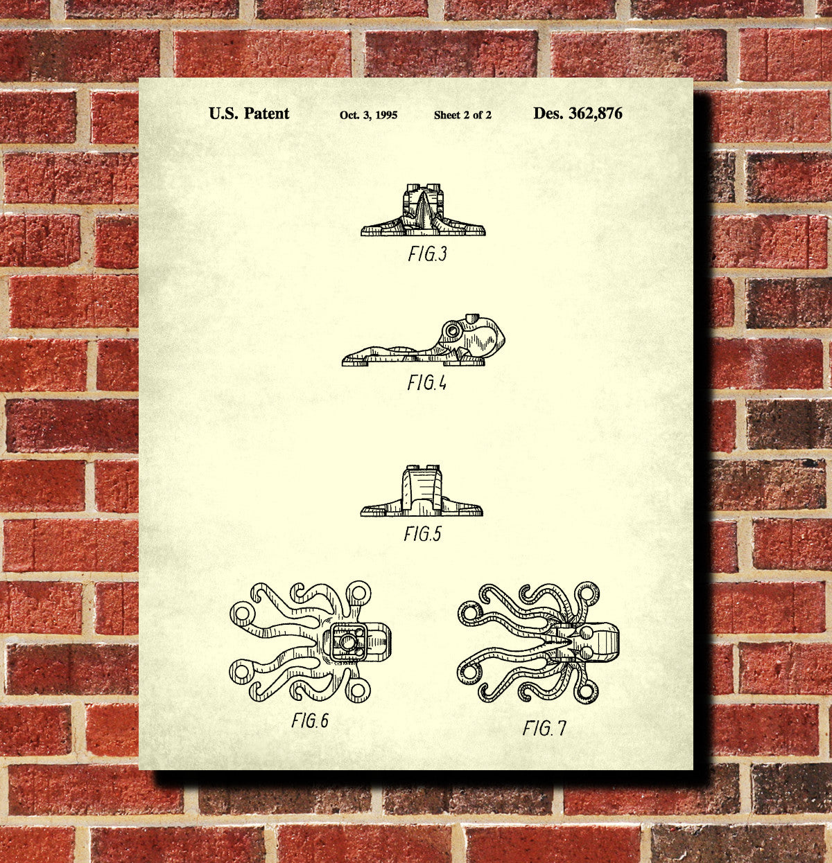 Lego Octopus Patent Print Animal Building Block Poster