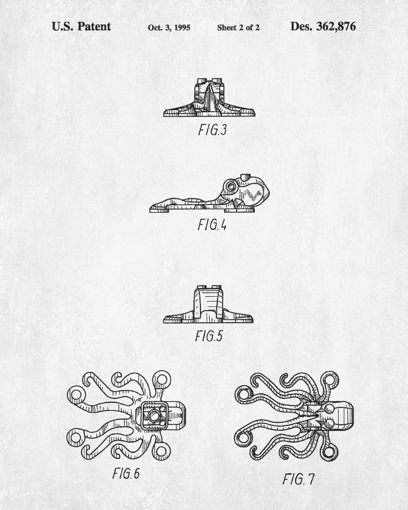 Lego Octopus Patent Print Animal Building Block Poster