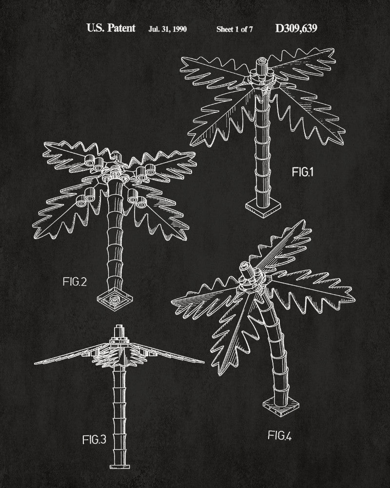 Lego Palm Tree Patent Print Scenery Building Block Poster