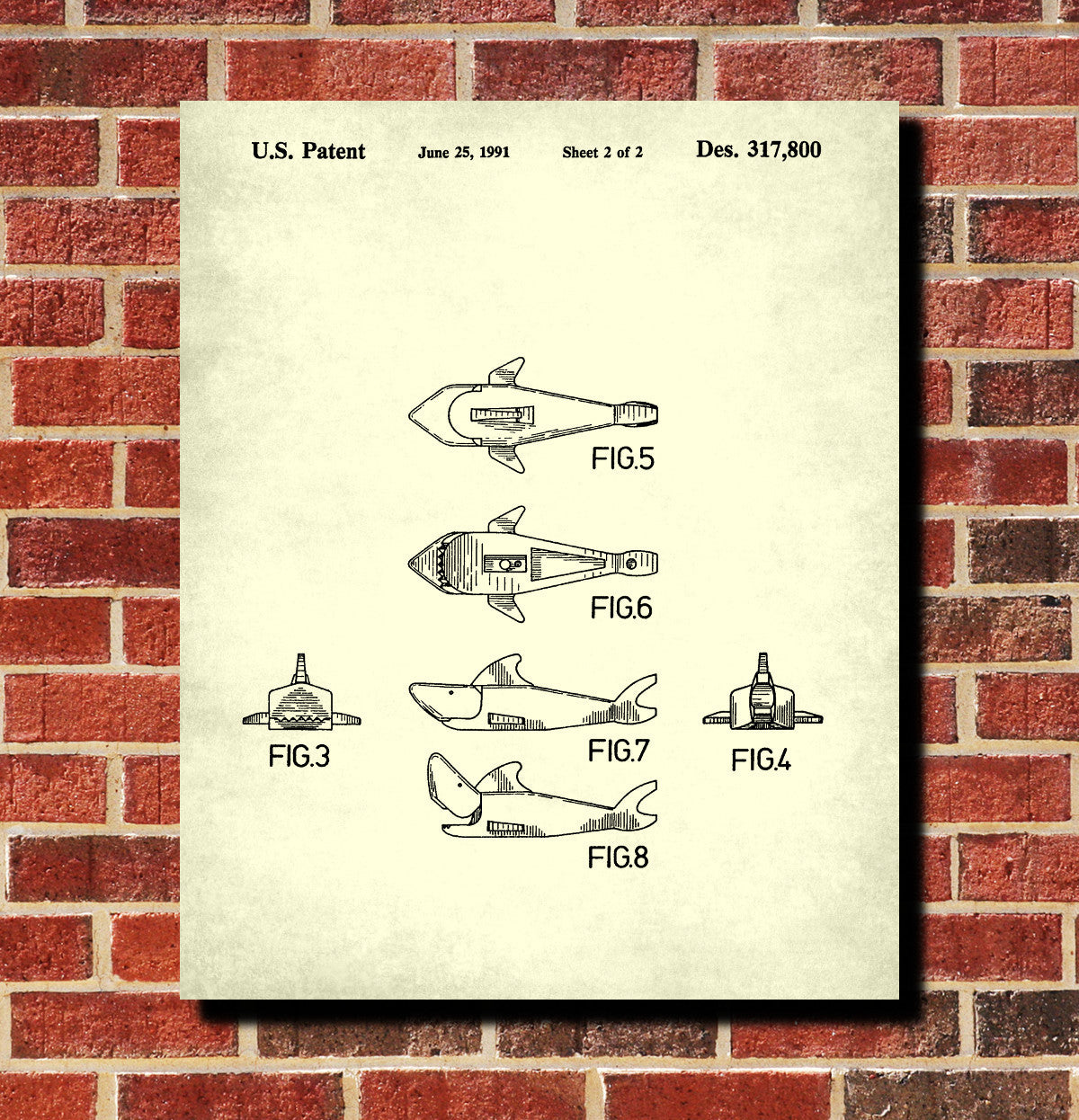 Lego Shark Patent Print Animal Building Blocks Poster