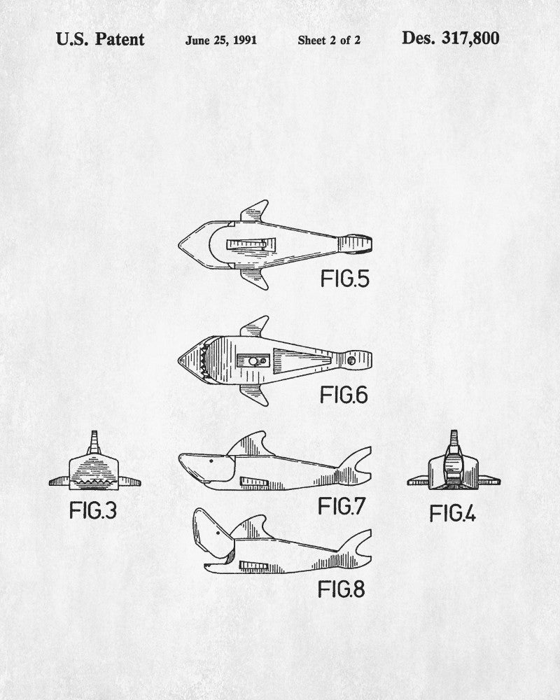 Lego Shark Patent Print Animal Building Blocks Poster