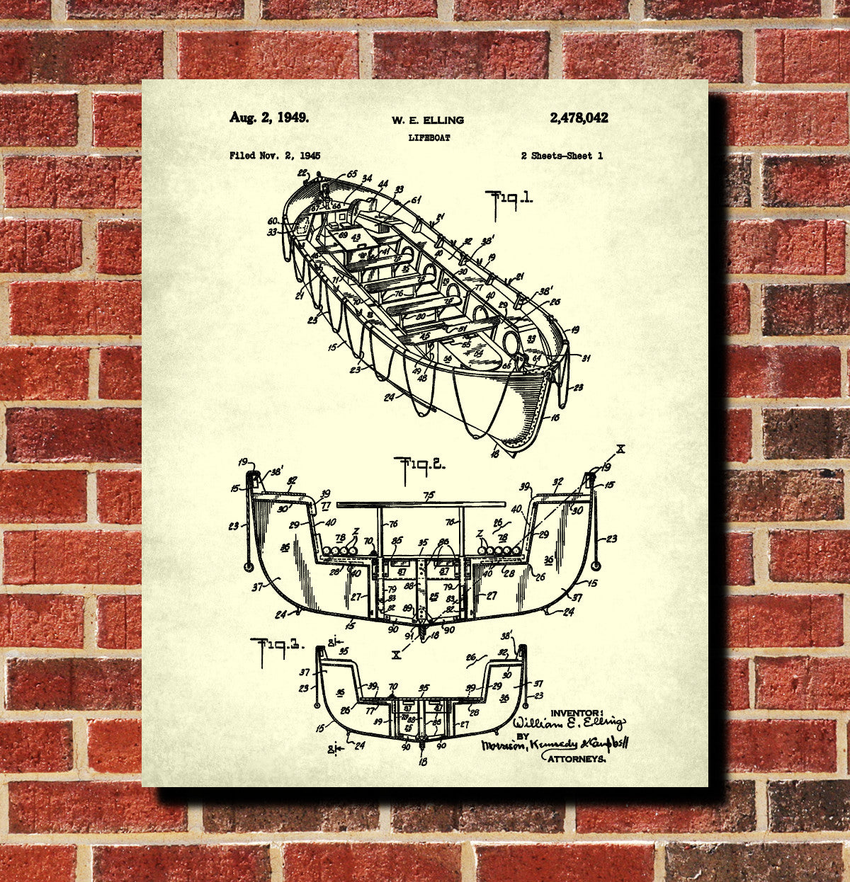 Lifeboat Patent Print Nautical Poster Sailing Decor