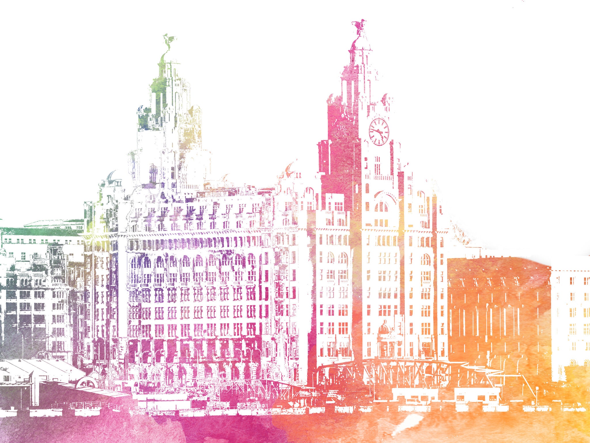 Liverpool City Skyline Print Landscape Poster Feature Wall Art