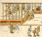 Hishikawa Moronobu Japanese Print, lobby of a brothel