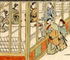 Hishikawa Moronobu Japanese Print, lobby of a brothel