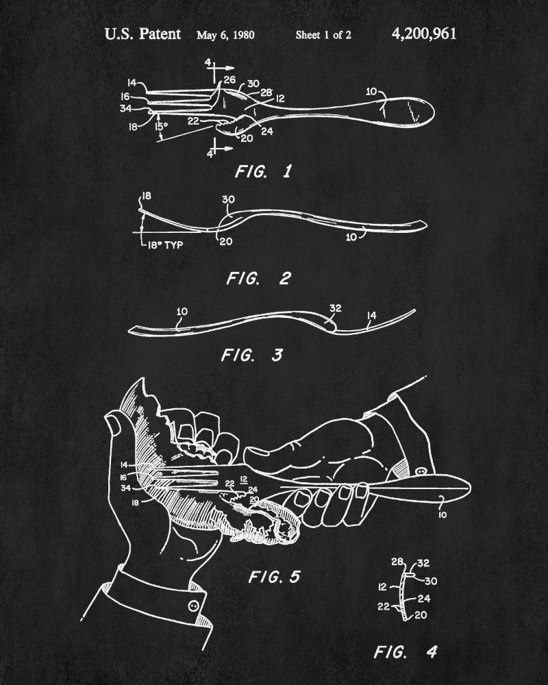 Lobster Fork Patent Print Kitchen Poster Cafe Wall Art