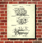 Locomotive Odometer Patent Print Train Poster Railroad Wall Art