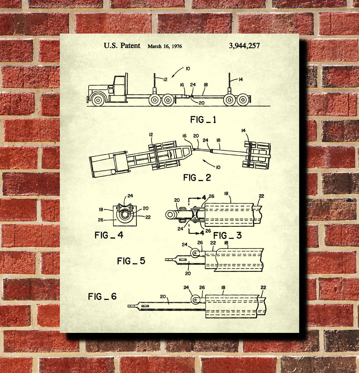 Logging Truck Patent Print, Forestry Blueprint Poster