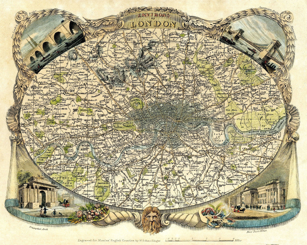 London City Street Map Print Vintage Poster Old Map as Art - OnTrendAndFab