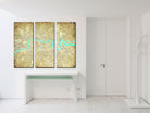 London Street Map 3 Panel Canvas Wall Map