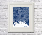 Long Beach City Street Map Print Feature Wall Art Poster