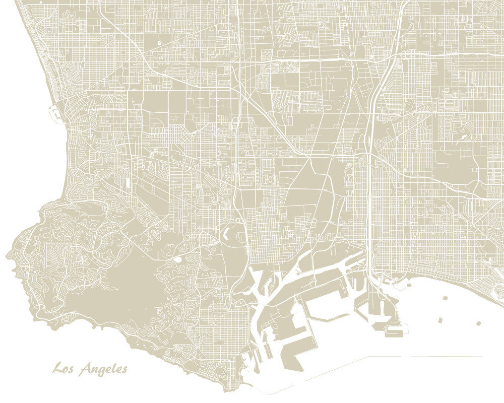 Los Angeles City Street Map Print Feature Wall Art Poster