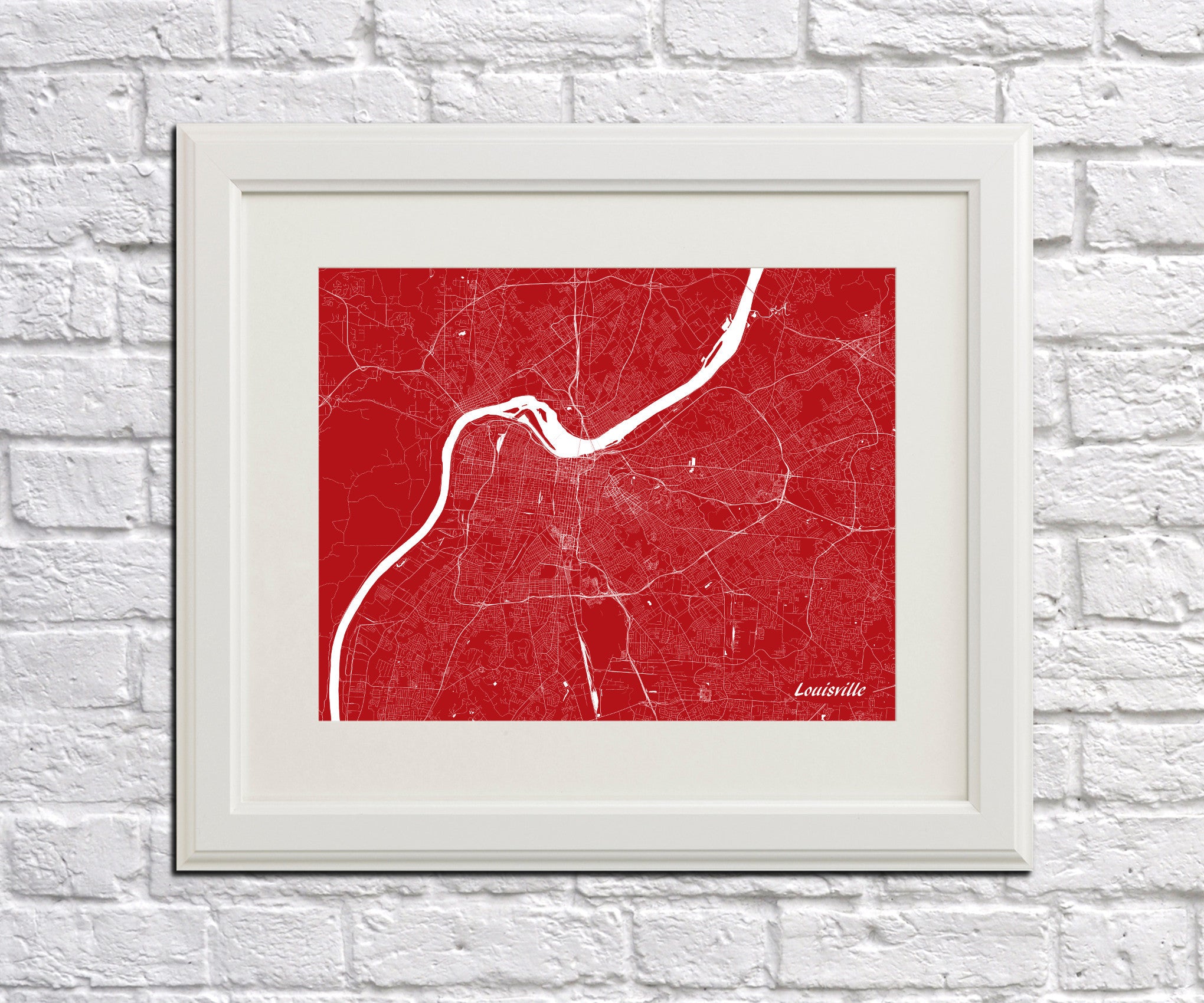 Louisville Street Map Print Feature Wall Art Poster