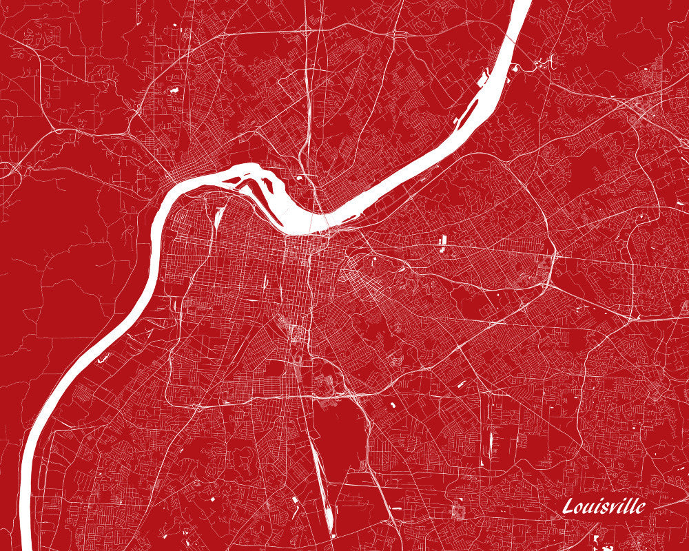 Louisville Street Map Print Feature Wall Art Poster