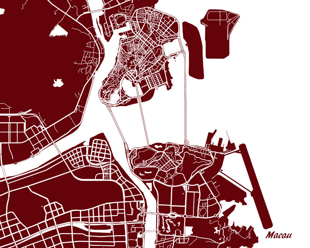 Macau City Street Map Print Modern Art Poster Home Decor - OnTrendAndFab