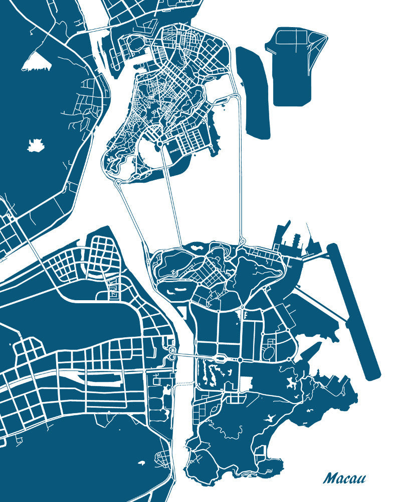 Macau City Street Map Print Modern Art Poster Home Decor - OnTrendAndFab