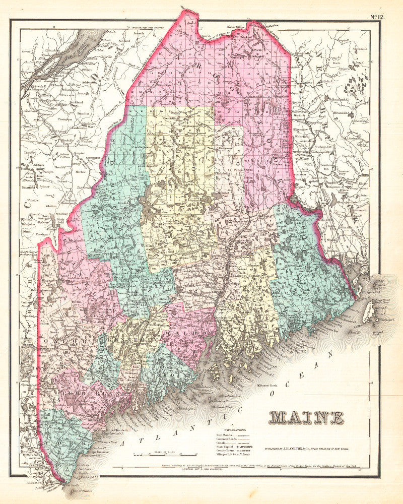 Maine State Map Print Vintage Poster Old Map as Art - OnTrendAndFab