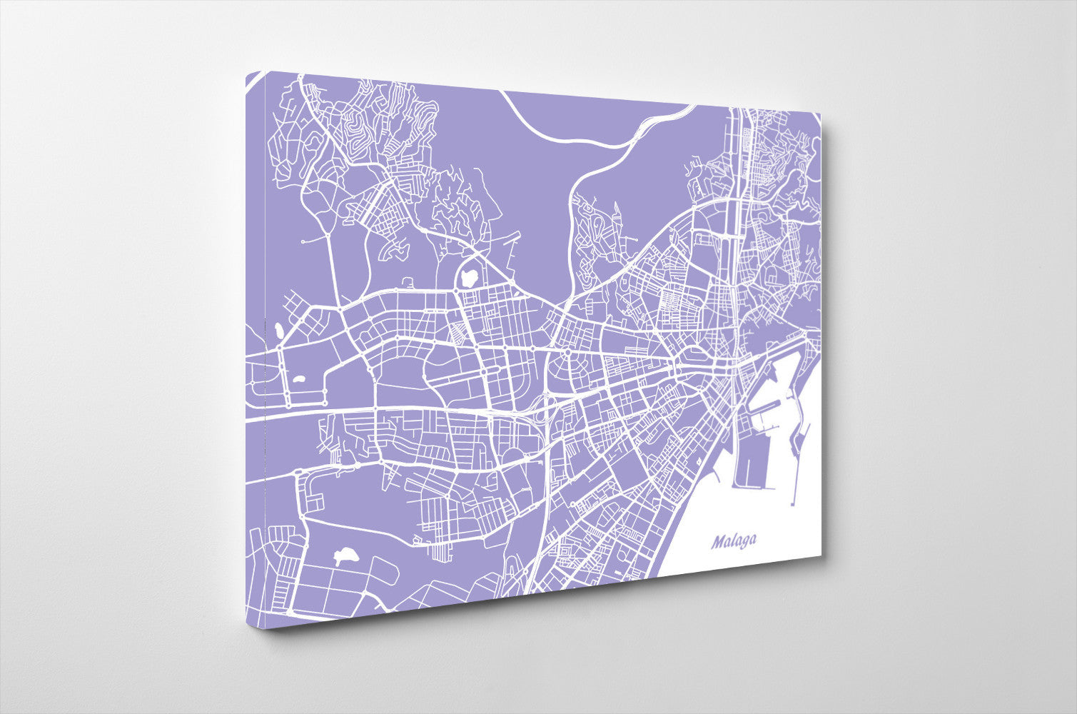 Malaga City Street Map Print Feature Wall Art Poster