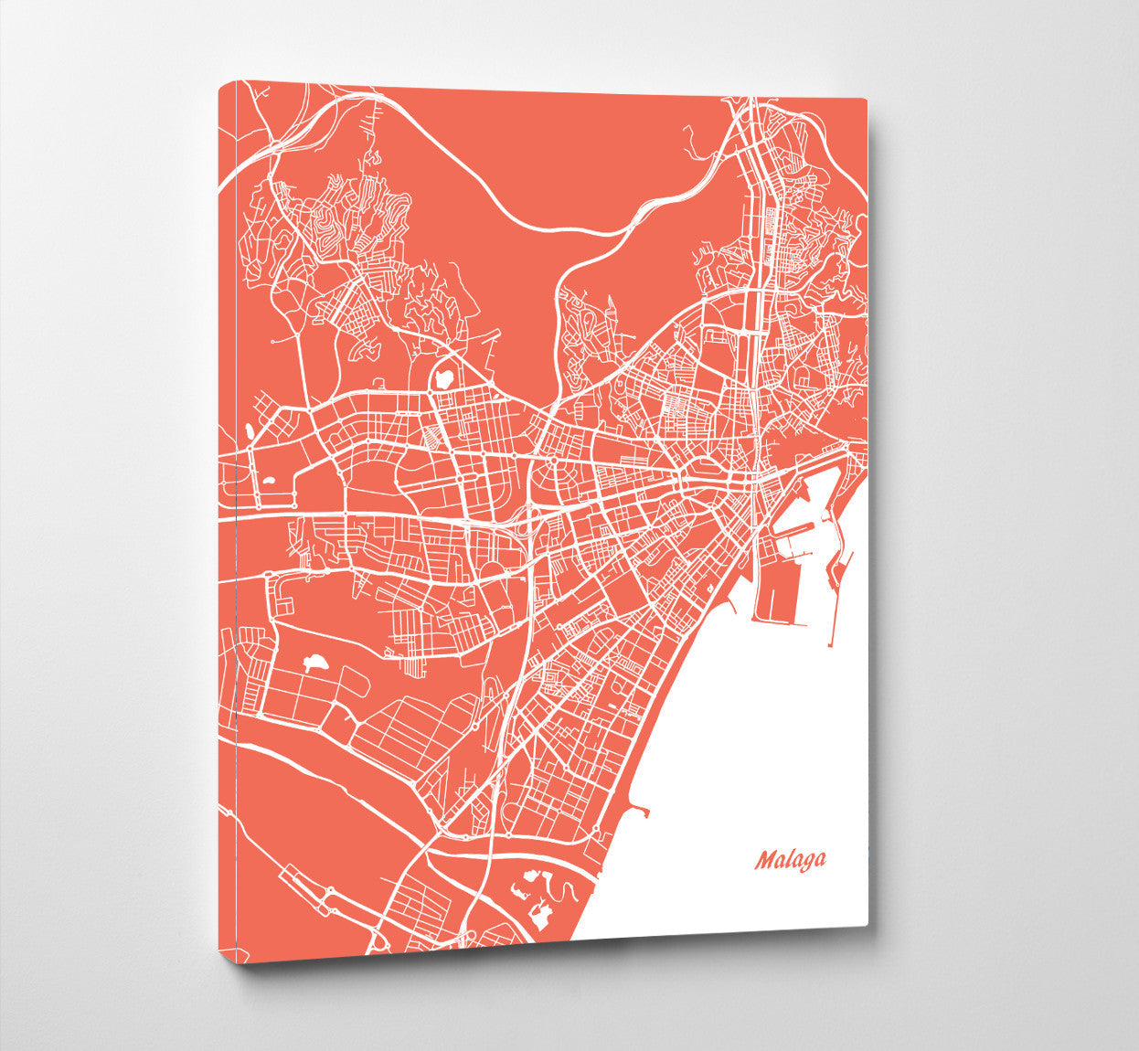 Malaga City Street Map Print Feature Wall Art Poster