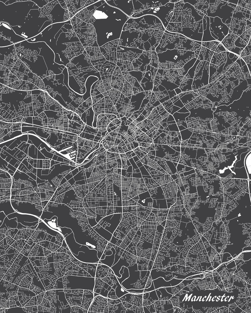 Manchester City Street Map Print Modern Art Poster Home Decor - OnTrendAndFab