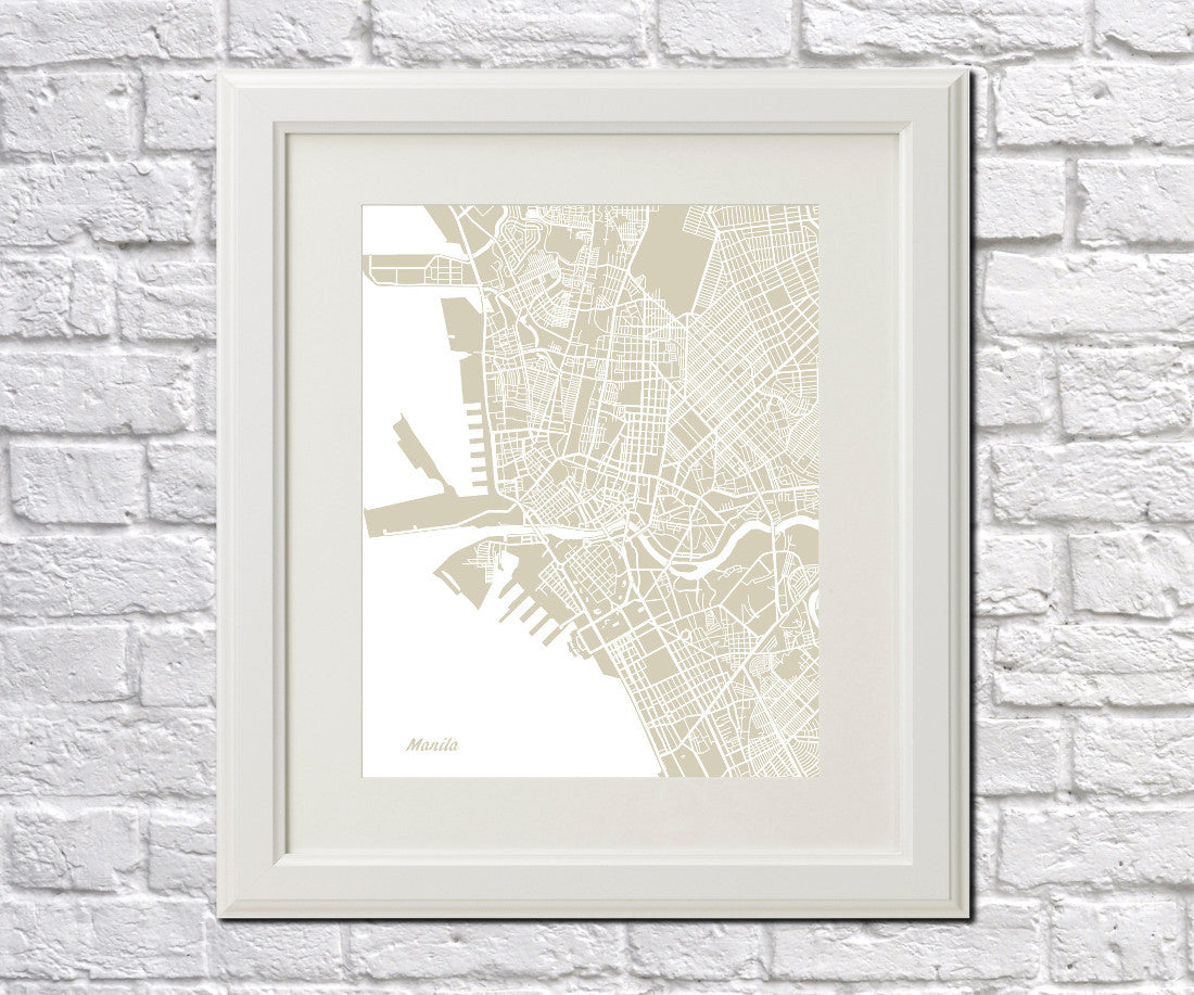 Manila City Street Map Print Feature Wall Art Poster