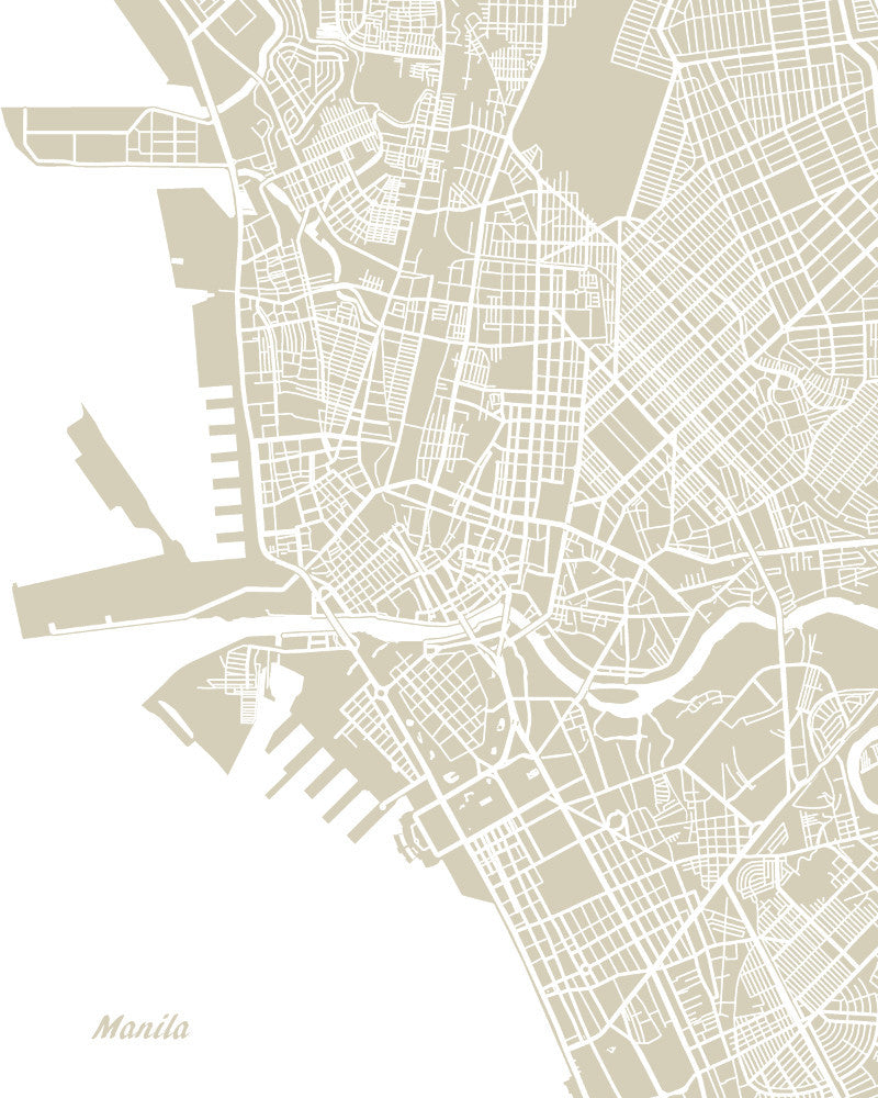 Manila City Street Map Print Feature Wall Art Poster