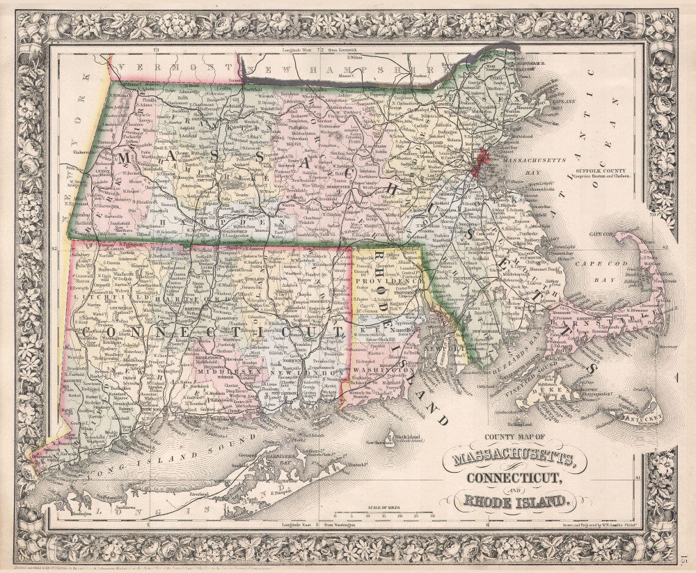 Massachusetts State Map Print Vintage Poster Old Map as Art - OnTrendAndFab